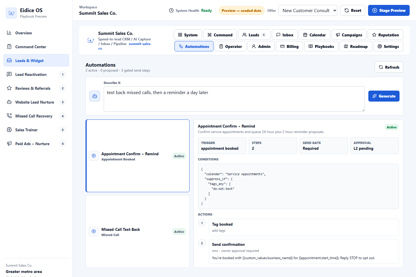 Eidice OS automation proposals preview