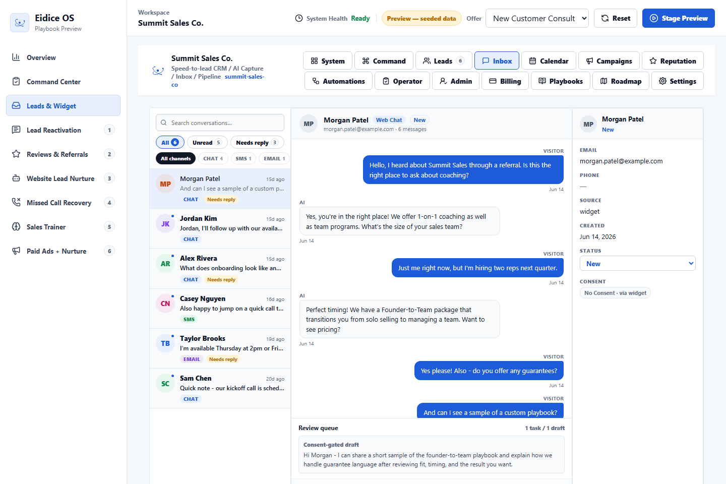 Eidice OS unified inbox product preview