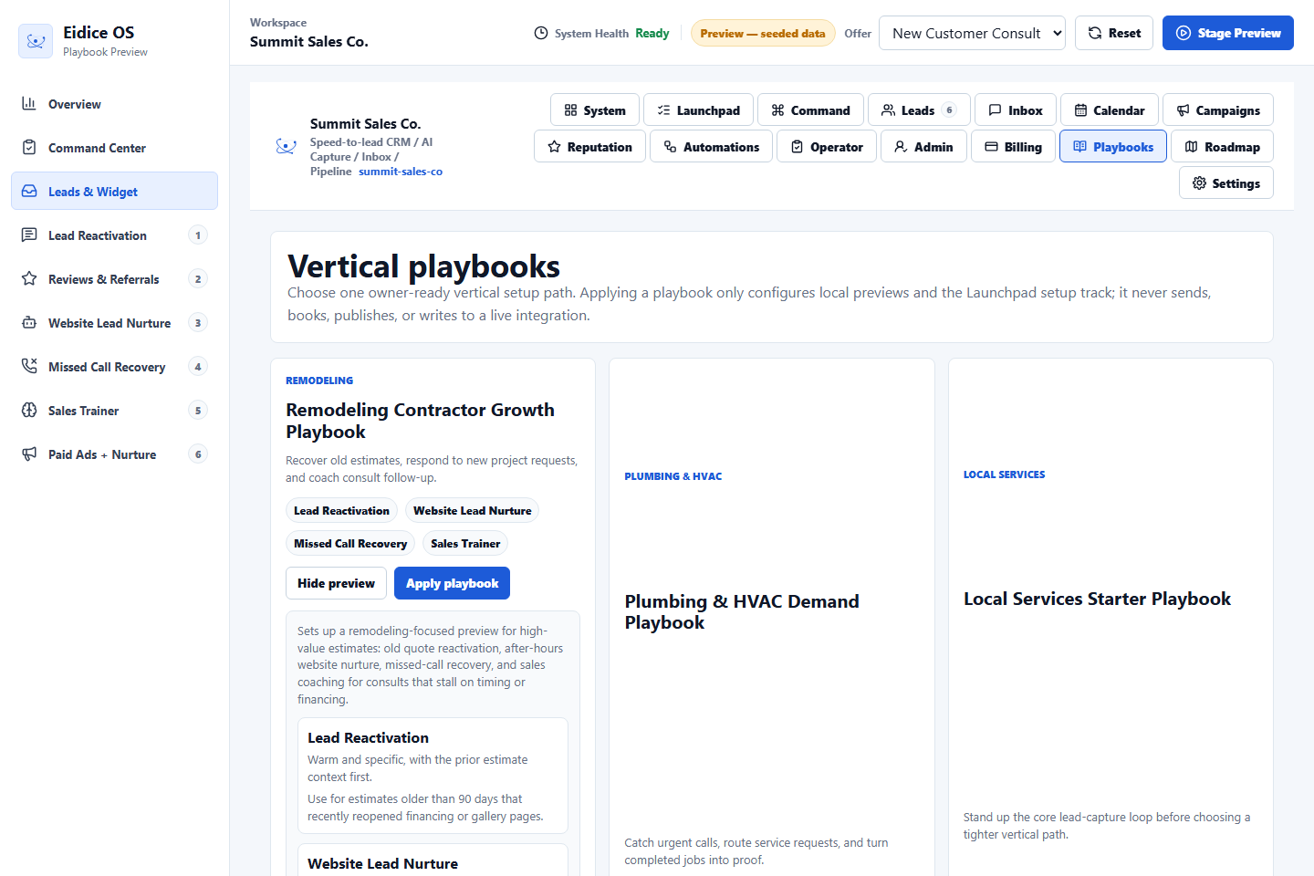 Eidice OS Vertical Playbook Catalog preview